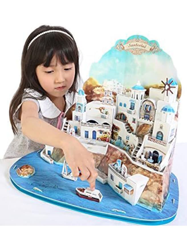 Cubic Fun Santorini Adası Yunanistan 3D Puzzle  (129 Parça)