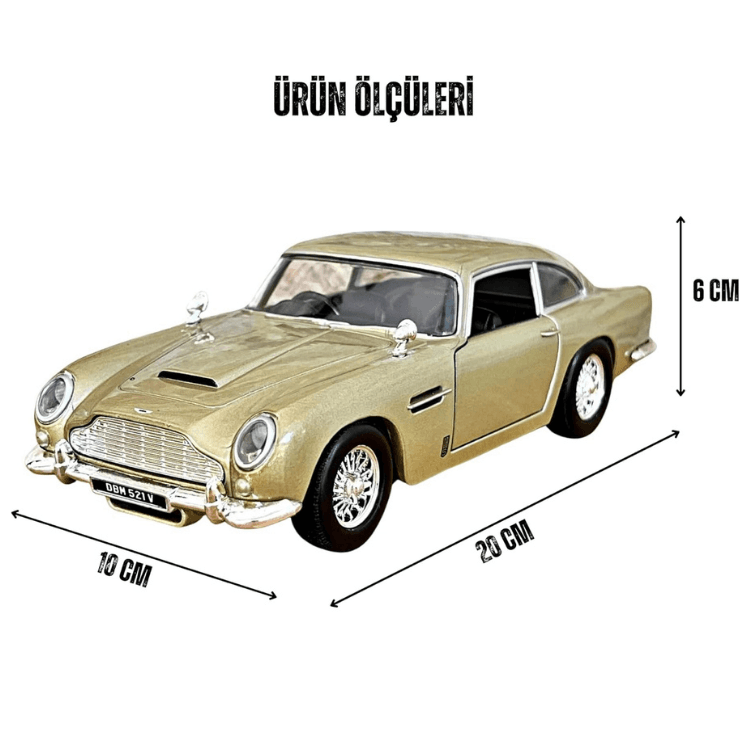 Diecast Metal Aston Martin DB5 Model Araba (1:24 | Kahverengi) — görsel 9