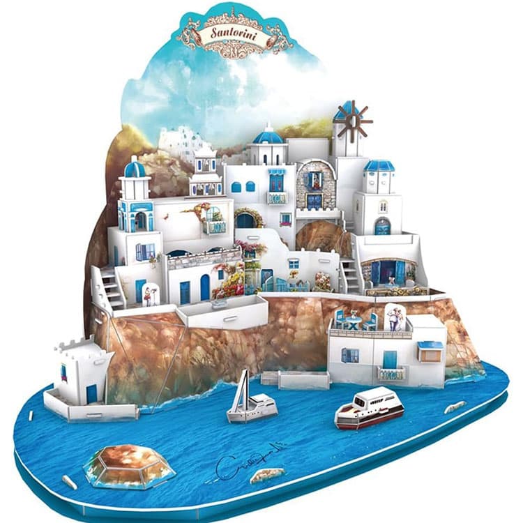 Cubic Fun Santorini Adası Yunanistan 3D Puzzle  (129 Parça) — görsel 3