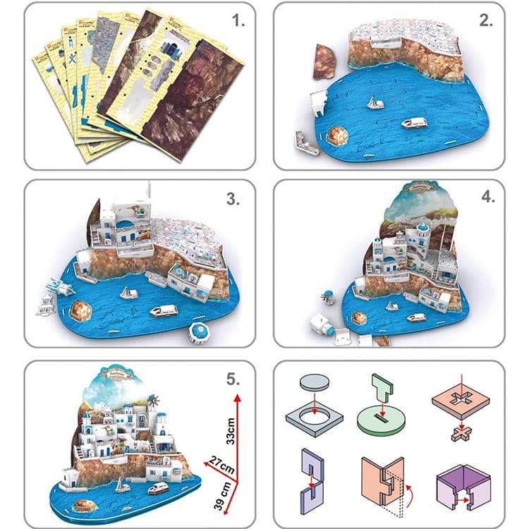 Cubic Fun Santorini Adası Yunanistan 3D Puzzle  (129 Parça) — görsel 5
