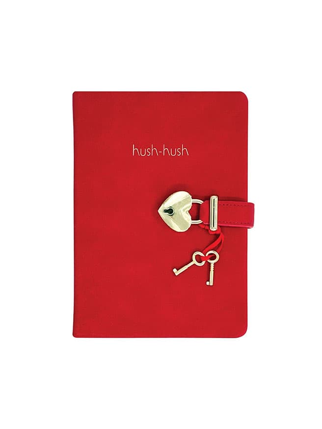 Victoria's Journals Hush Hush Kilitli Çizgili Defter - Kırmızı