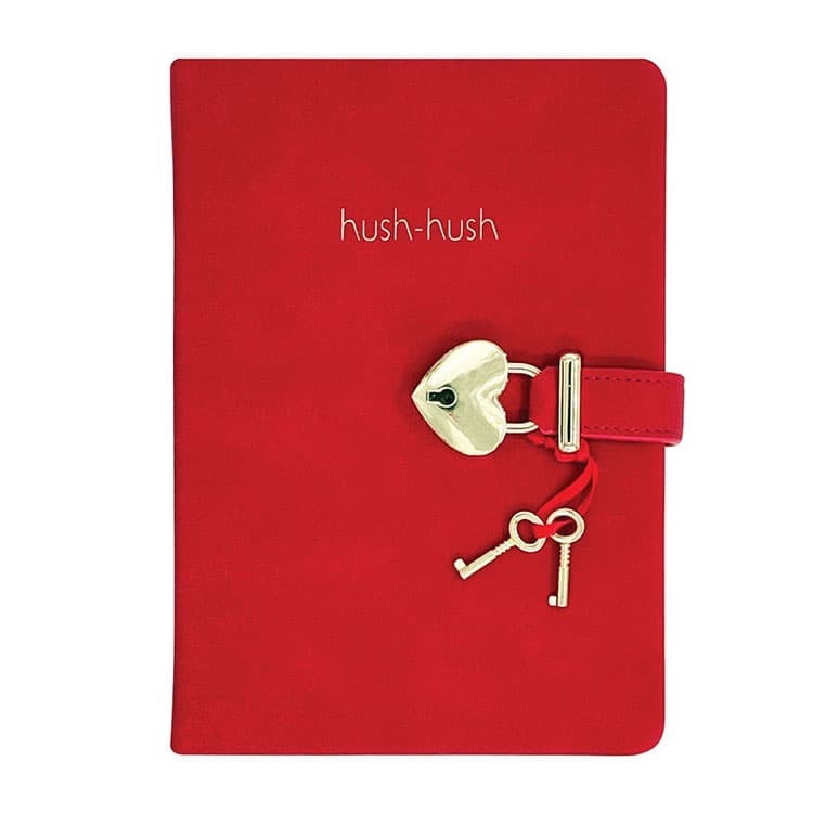Victoria's Journals Hush Hush Kilitli Çizgili Defter - Kırmızı