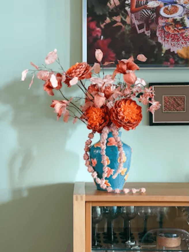 Vase Leaves Blue