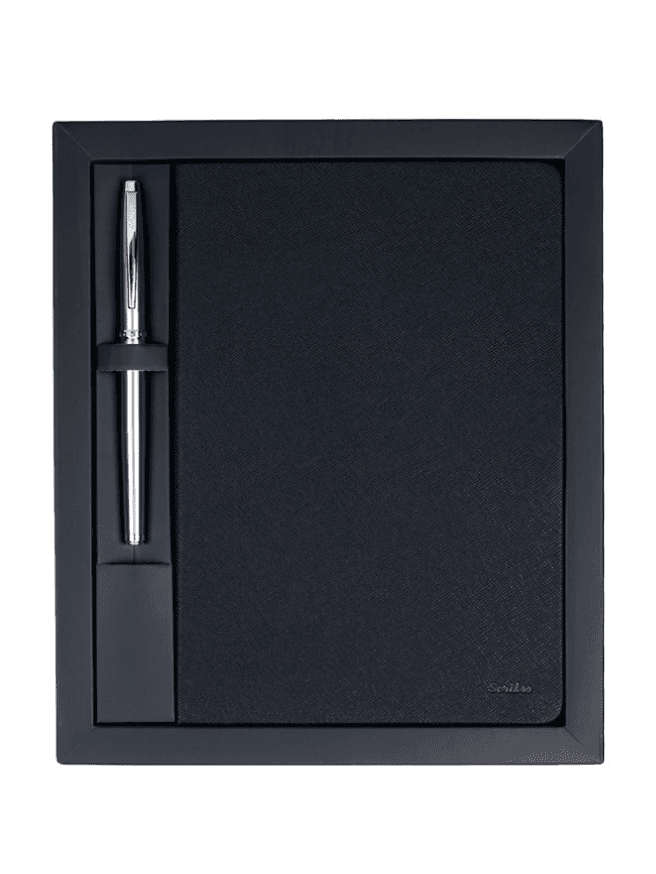 Scrikss SD300-1 Chester Premium Defter - 800 M Krom Roller Kalem Set