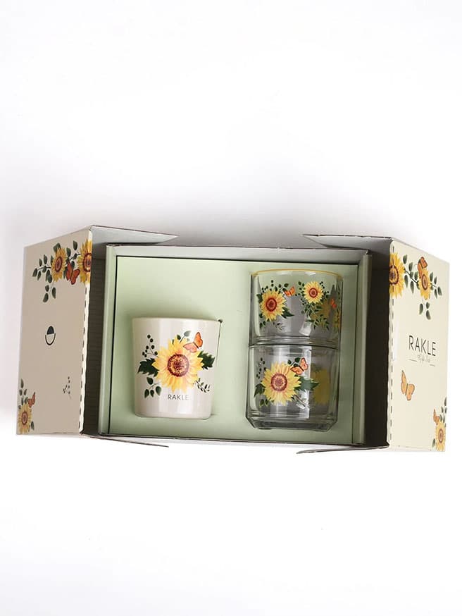 Sun Flower Stackable 3'lü Hediye Seti (180 cc)