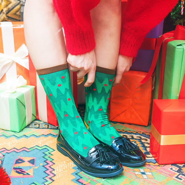Eat My Socks Xmas Tree Yetişkin Tasarım Çorap — görsel 4